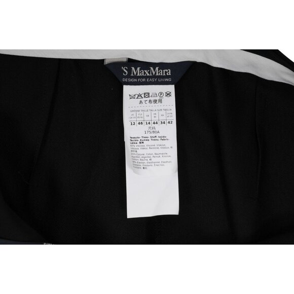 S Max Mara Womens Fatina Pants US 12 IT 46 Black Viscose Cotton Trousers Slacks - Picture 8 of 10